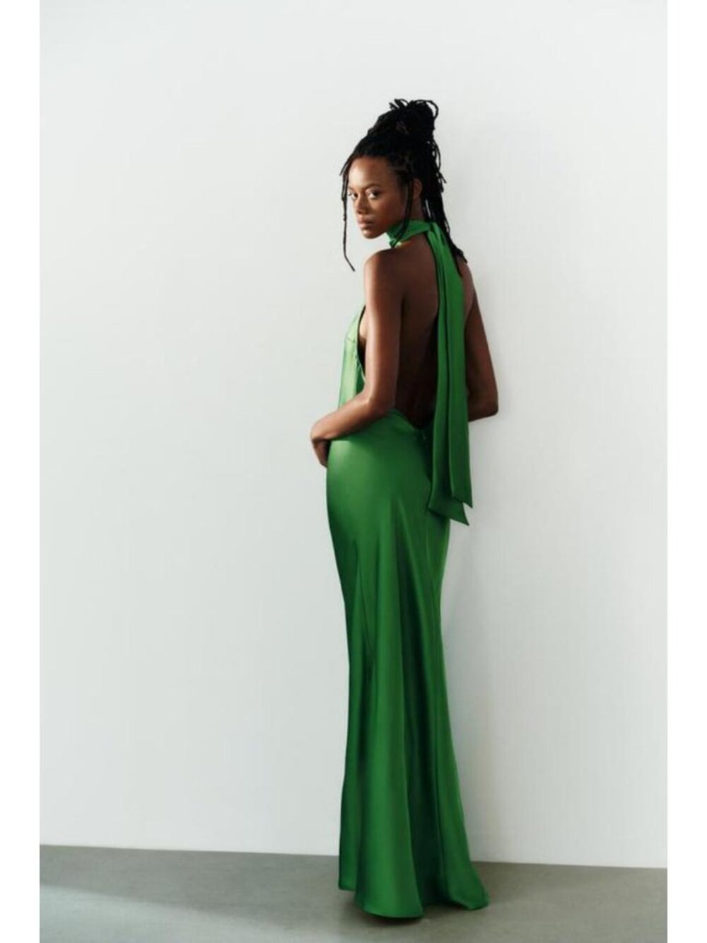 ZARA SATIN TIE-DETAIL MAXI DRESS 7823/330/504